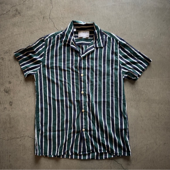 Selected Homme / shirt in vertical stripe / blue and green / medium - Picture 5 of 9